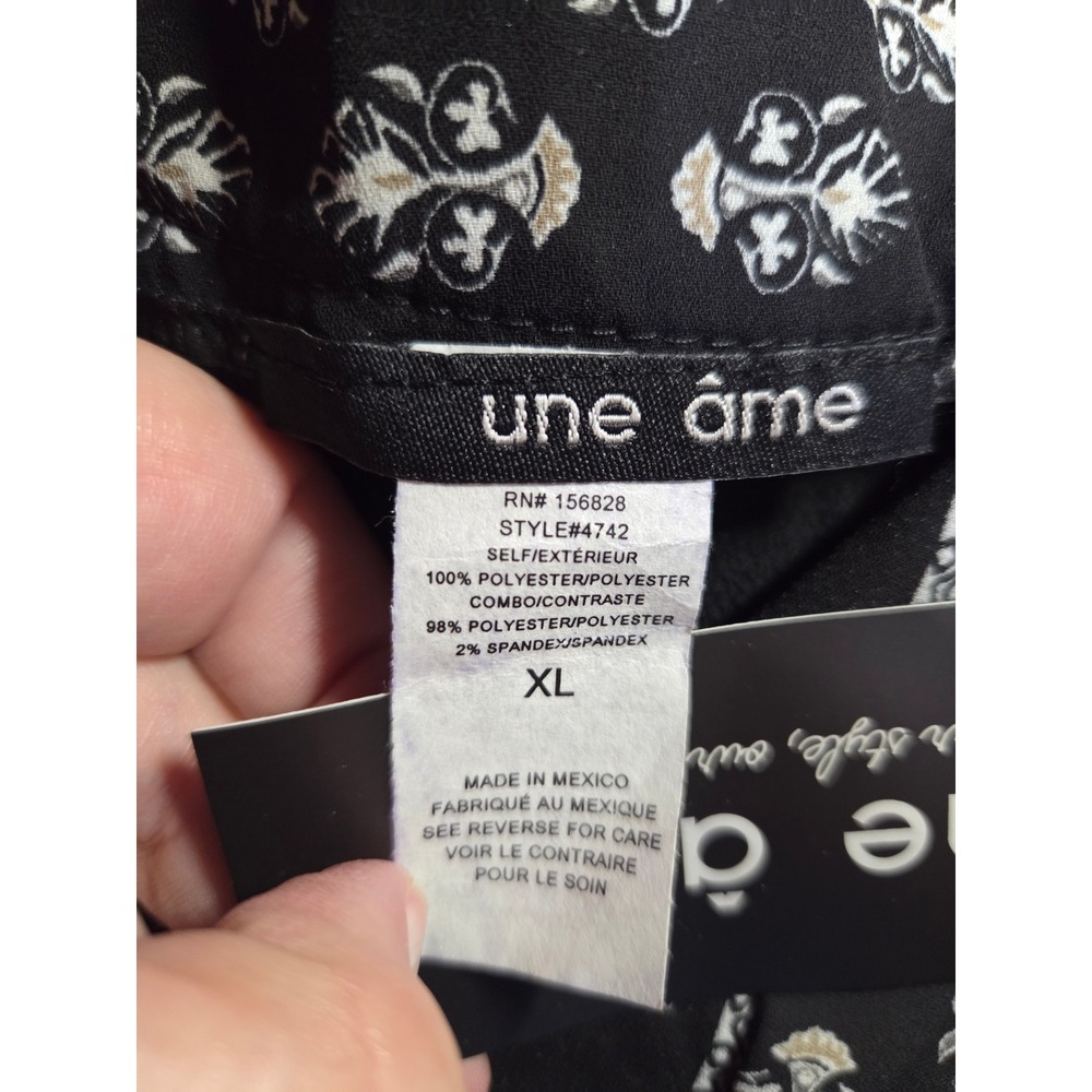 Une Ame Womens Black White Patterned Bell Sleeve Blouse XL NWT Boho Whimsigoth - Picture 6 of 7